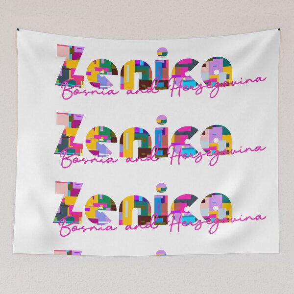 Item preview, Zenica, Bosnia and Herzegovina, Vibrant Abstract City Typography Art designed and sold by Wanderful-roads.