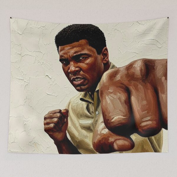 Item preview, Heavyweight Champion Fighter Portrait Art | Intense Stance Painting | Textured White Background designed and sold by Art's Diner.