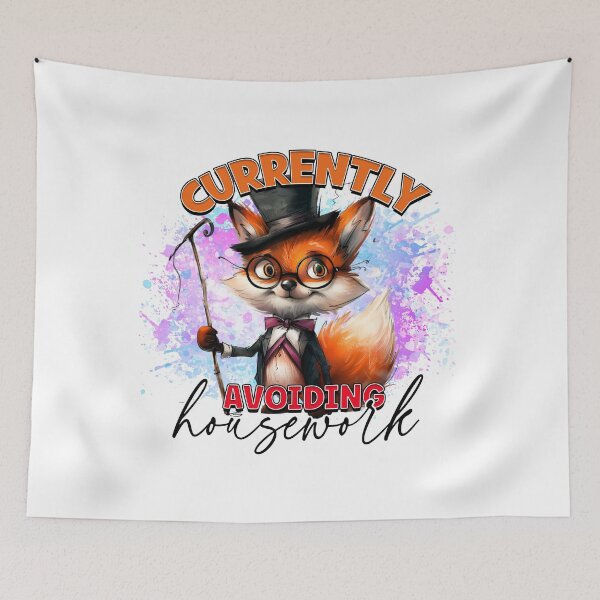 Item preview, Currently Avoiding Household Tasks – Funny Fox Gentleman Procrastination Meme Art designed and sold by LunaPixelStudio.