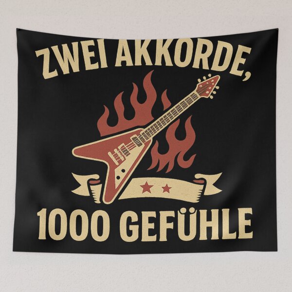 Item preview, 2 chords, 1,000 feelings – Rock guitar cartoon design designed and sold by RebellDancer.