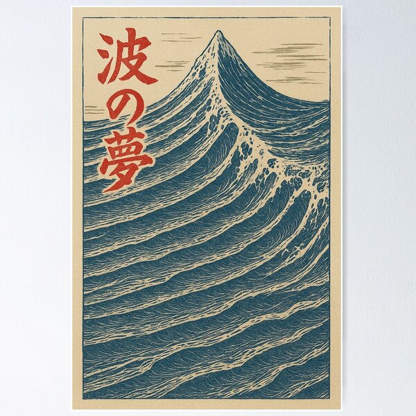 Item preview, 波の夢 (Nami no Yume)  Dream of Waves Woodcut Print designed and sold by bisha.