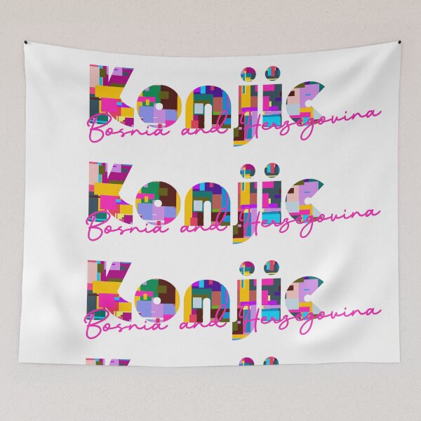 Item preview, Konjic, Bosnia and Herzegovina, Vibrant Abstract City Typography Art designed and sold by Wanderful-roads.