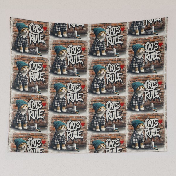 Item preview, Cats Rule – Hipster Alley Cat Graffiti Artist Illustration for Cat Lovers designed and sold by Kmcantley.