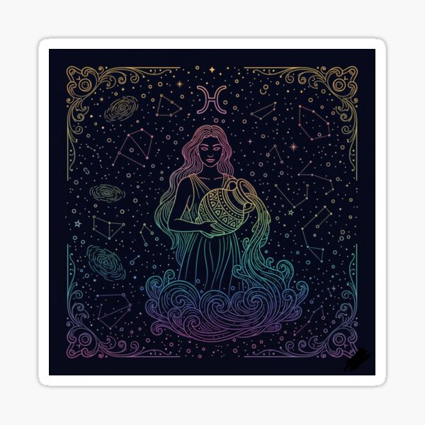 Item preview, Aquarius Zodiac Sign Art – Aquarius Water Bearer Illustration designed and sold by Live_With_Suzy.
