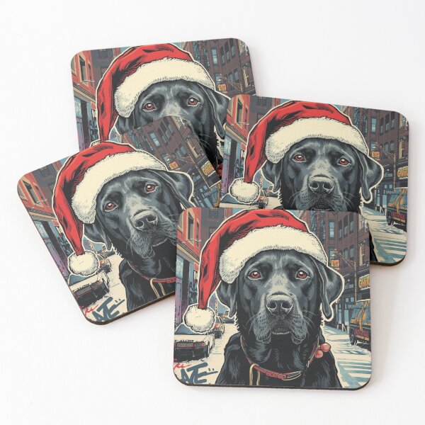 Artikelvorschau, Schwarzer Labrador – Frohe Weihnachten – Retro-Vibe entworfen und verkauft von CyberArtistOne.
