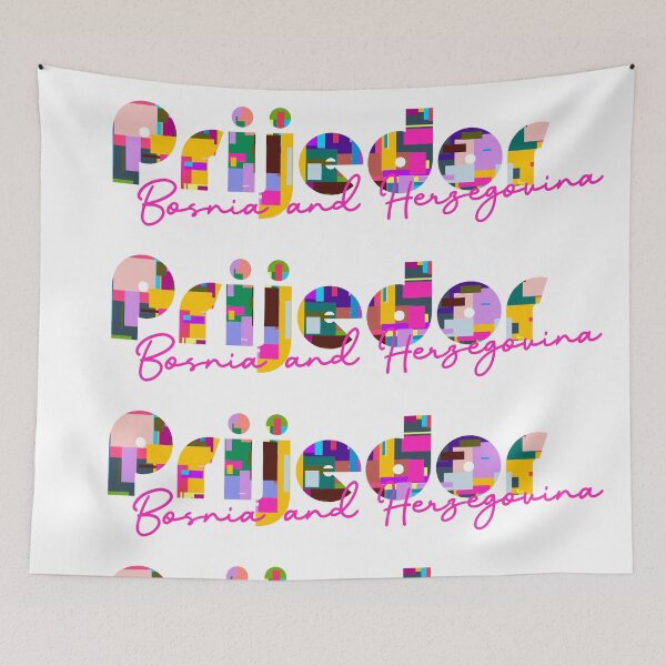 Item preview, Prijedor, Bosnia and Herzegovina, Vibrant Abstract City Typography Art designed and sold by Wanderful-roads.