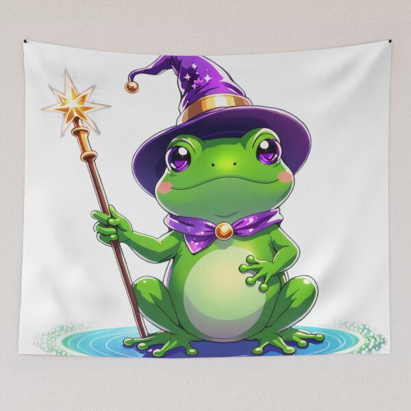 Item preview, Cute Wizard Frog with Magic Wand | Kawaii Fantasy Frog Illustration designed and sold by Visualynx.