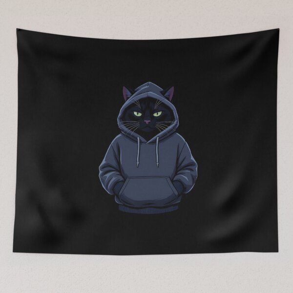 Item preview, Cool Black Cat in Winter Hoodie – Streetwear Cat Vector Art designed and sold by ColorSplash123.