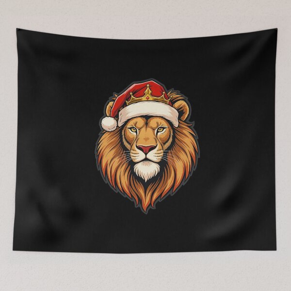 Item preview, Lion Christmas King – Funny Santa Lion Cartoon Vector Art designed and sold by ColorSplash123.
