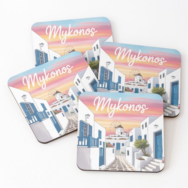 Item preview, Charming Mykonos Street – Watercolor Greece Poster & Sticker designed and sold by Timeless Design.