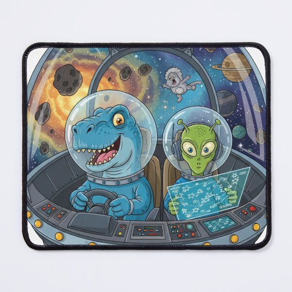 Item preview, T-Rex Alien Pilots Spaceship - Funny Space Duo designed and sold by Mikhail Palinchak.