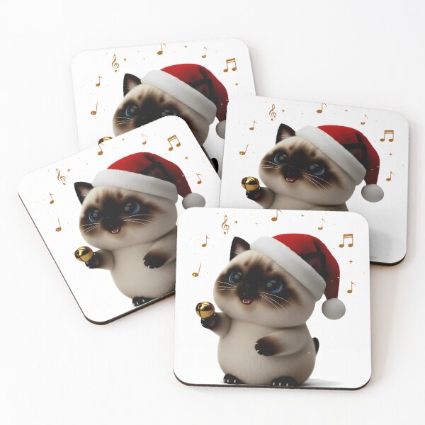 Item preview, Singing Siamese Kitten with Jingle Bell – Festive Christmas Art designed and sold by meesub.