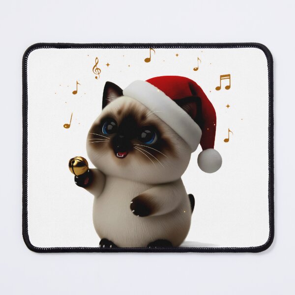 Item preview, Singing Siamese Kitten with Jingle Bell – Festive Christmas Art designed and sold by meesub.
