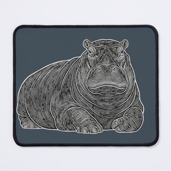 Item preview, Hippo Line Art: River King Stillness Primal Power designed and sold by SavannaStrikes.