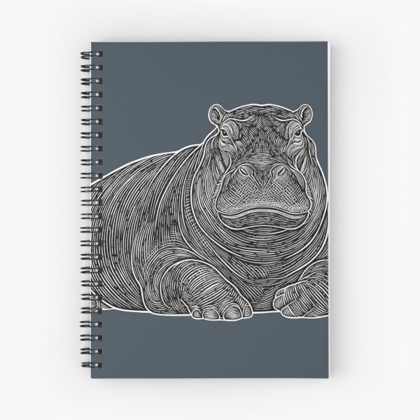 Item preview, Hippo Line Art: River King Stillness Primal Power designed and sold by SavannaStrikes.