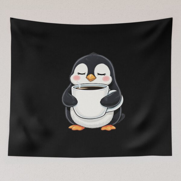 Item preview, Sleepy Penguin With Coffee – Funny Morning Mood Cartoon Art designed and sold by ColorSplash123.