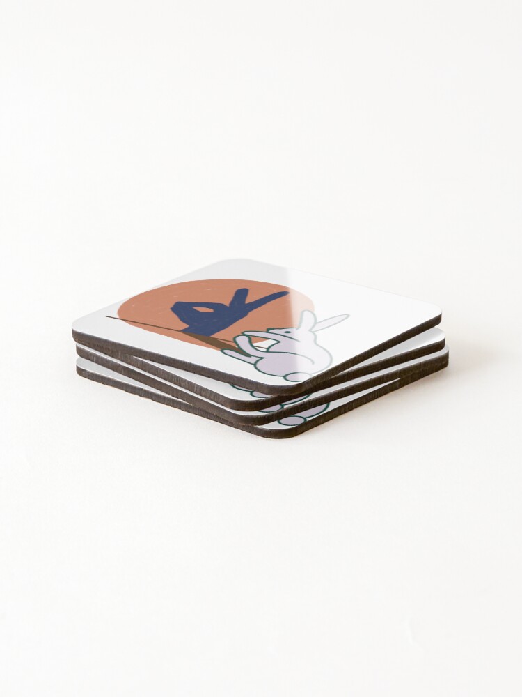 Thumbnail 4 of 5, Coasters (Set of 4), Funny Rabbit Hand Shadow, Funny Rabbit designed and sold by DesignDenDo.