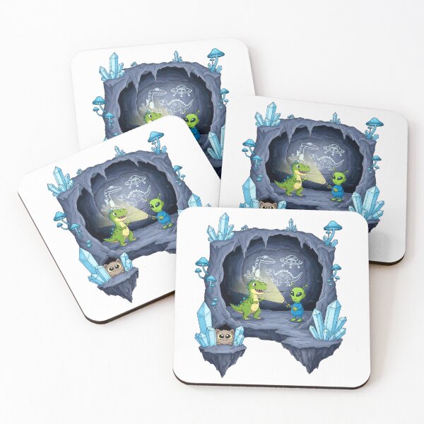 Item preview, T-Rex Alien Cave Drawings - Funny Dino Art designed and sold by Mikhail Palinchak.