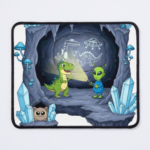 Item preview, T-Rex Alien Cave Drawings - Funny Dino Art designed and sold by Mikhail Palinchak.