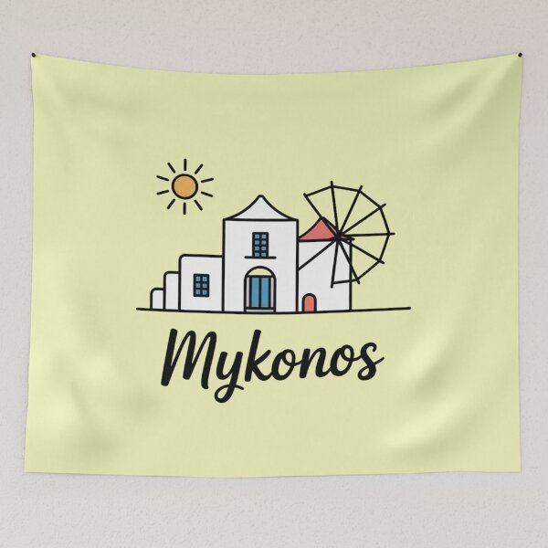 Item preview, Minimal Mykonos Line Art – Sticker & T-shirt Design designed and sold by Timeless Design.