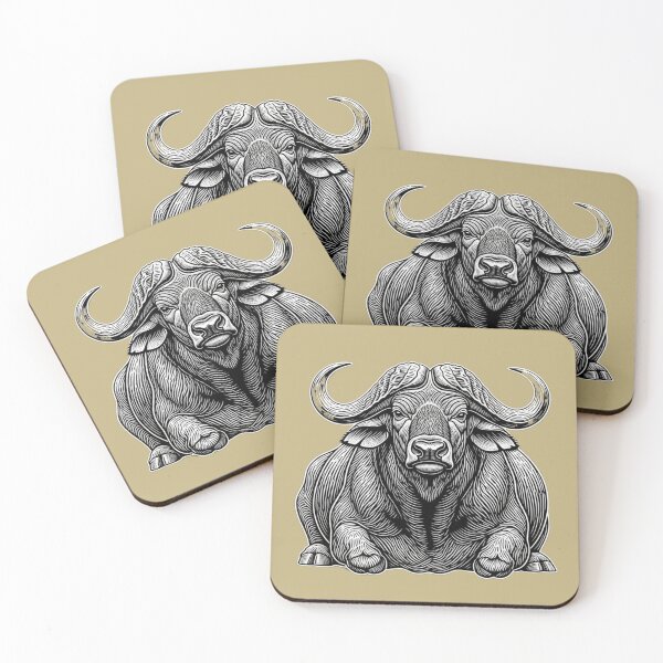 Item preview, Cape Buffalo Line Art Unbreakable Will Primal Force designed and sold by SavannaStrikes.