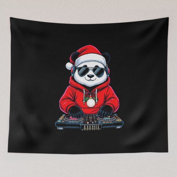 Item preview, Panda DJ Christmas Party – Cool Santa Hoodie Music Cartoon Art designed and sold by ColorSplash123.