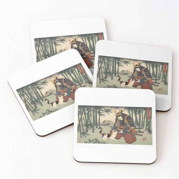 Item preview, Playful Samurai and Cat in Ukiyo-e Style designed and sold by ZenPop Art.