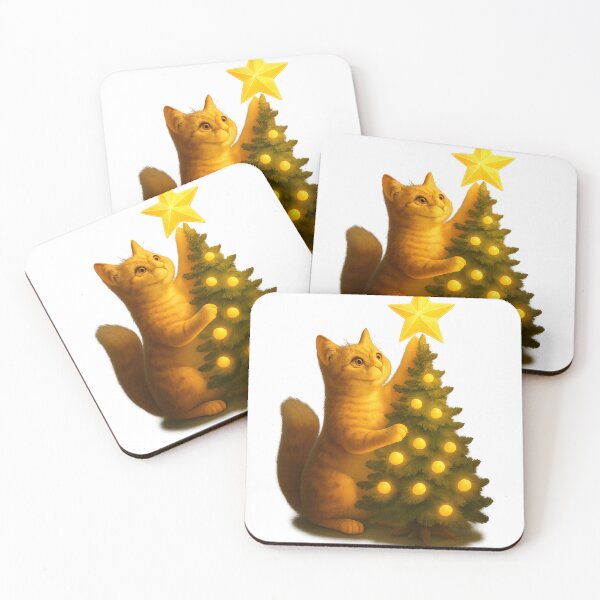Item preview, Curious Cat Decorating a Christmas Tree designed and sold by MIArt Studio.