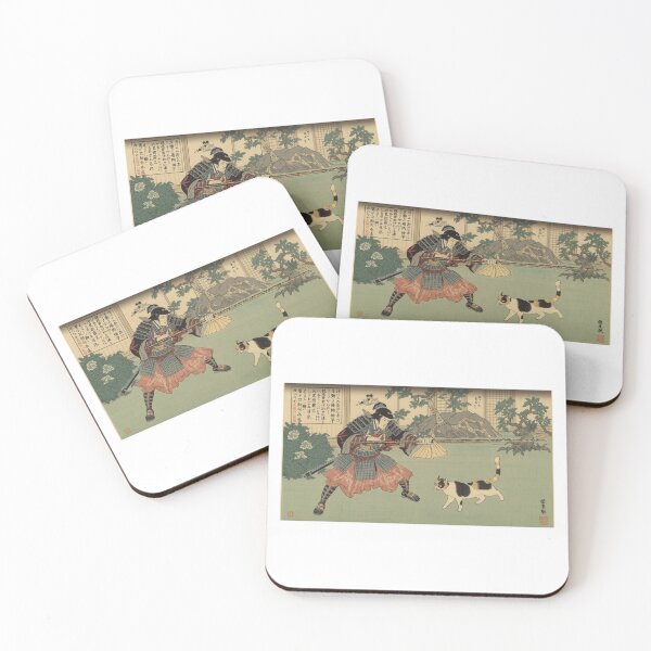 Item preview, Playful Samurai and Cat in Ukiyo-e Style designed and sold by ZenPop Art.