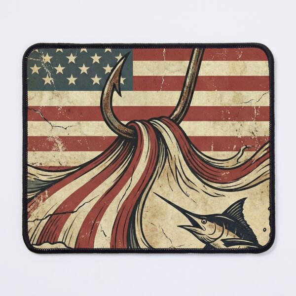 Item preview, Patriotic American Flag Fishing Hook Ocean Waves designed and sold by EverBranz-stor.