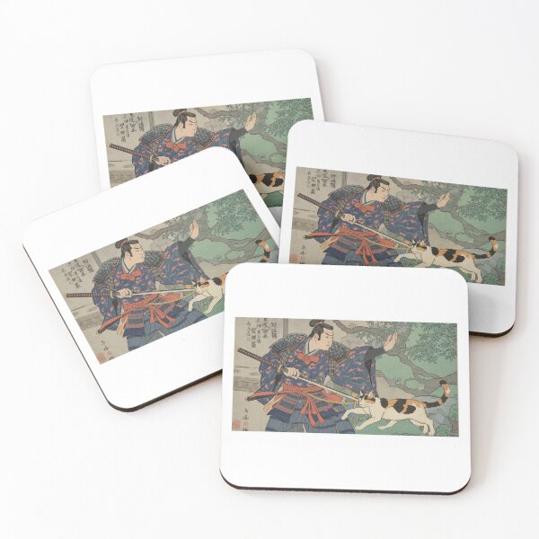 Item preview, Playful Samurai and Cat in Ukiyo-e Style designed and sold by ZenPop Art.