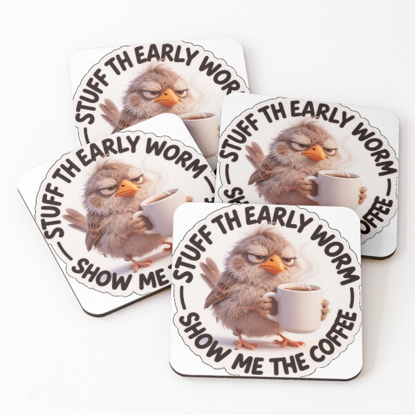 Item preview, Realistic Tired Songbird Coffee Rebel Die-Cut Sticker Art designed and sold by ARTCREATESHOP.