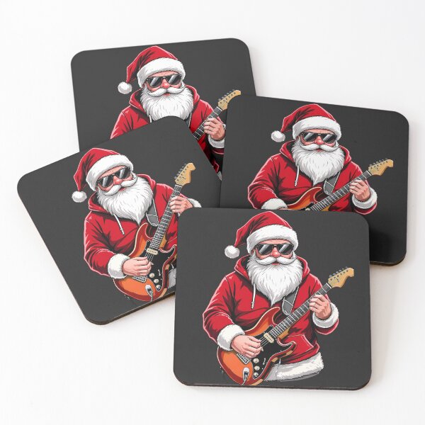 Item preview, Rock Santa Playing Electric Guitar – Cool Christmas Music Cartoon Art designed and sold by ColorSplash123.