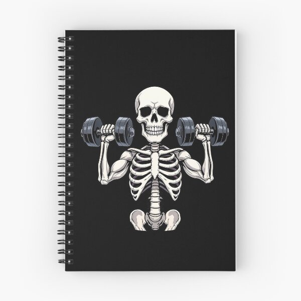 Item preview, Funny Skeleton Lifting Dumbbells – Gym Humor Cartoon Vector Art designed and sold by ColorSplash123.