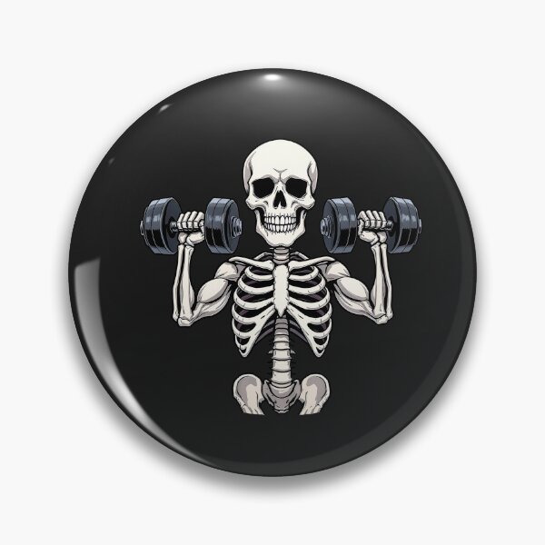 Item preview, Funny Skeleton Lifting Dumbbells – Gym Humor Cartoon Vector Art designed and sold by ColorSplash123.
