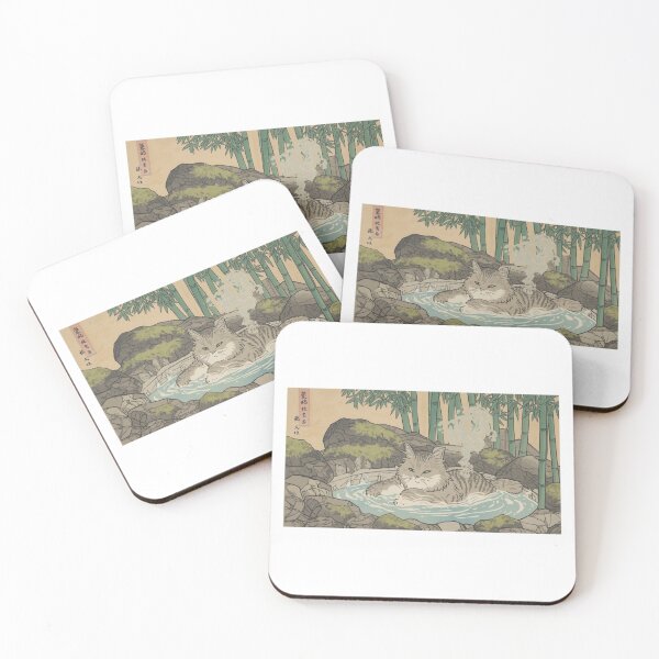 Item preview, Ukiyo-e Cat Enjoying a Traditional Japanese Hot Spring designed and sold by ZenPop Art.