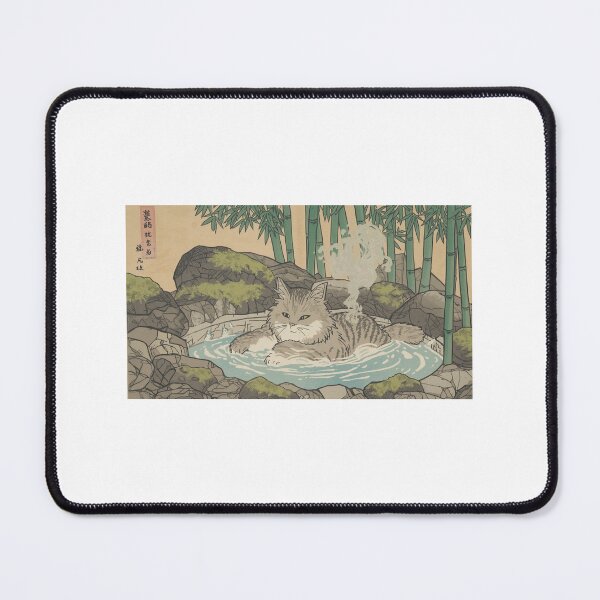 Item preview, Ukiyo-e Cat Enjoying a Traditional Japanese Hot Spring designed and sold by ZenPop Art.
