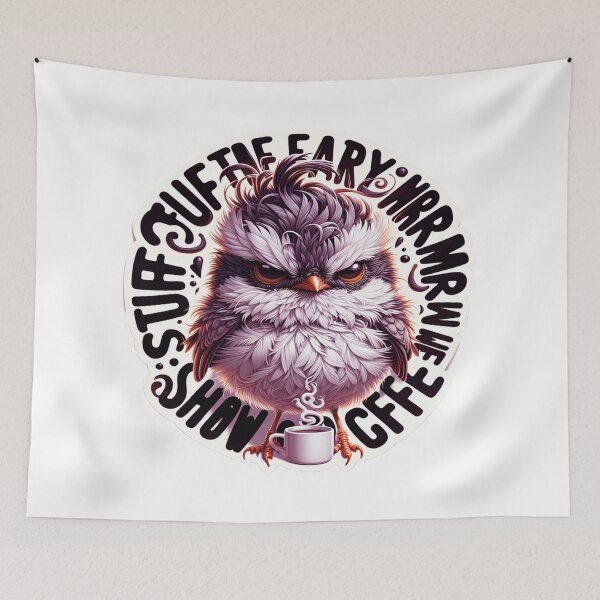 Item preview, Hyper-Realistic Fluffy Bird Coffee Addiction Funny Sticker Design designed and sold by ARTCREATESHOP.