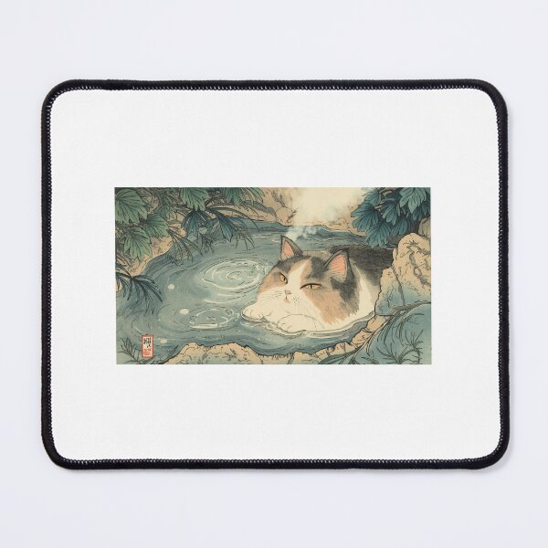Item preview, Ukiyo-e Cat Enjoying a Traditional Japanese Hot Spring designed and sold by ZenPop Art.