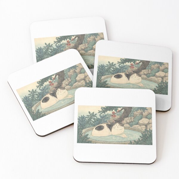 Item preview, Ukiyo-e Cat Enjoying a Traditional Japanese Hot Spring designed and sold by ZenPop Art.