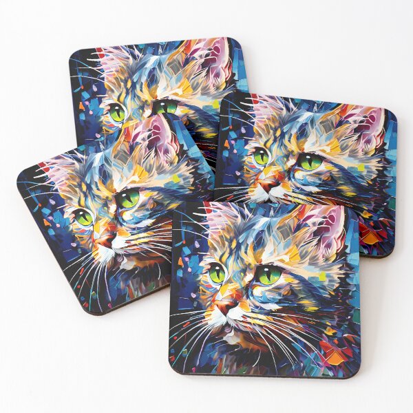 Item preview, Abstract colorful cat in a splintered look designed and sold by Mianku | Für das Leben.