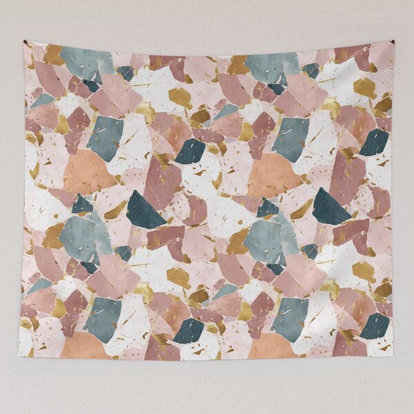 Item preview, Chic Pastel Mosaic Terrazzo with Gold Veins designed and sold by Prismatect.