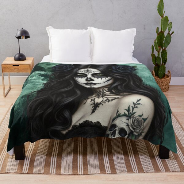 Item preview, muertos lady – gothic tattoo beauty – dark fantasy skull art designed and sold by Traumrausch.
