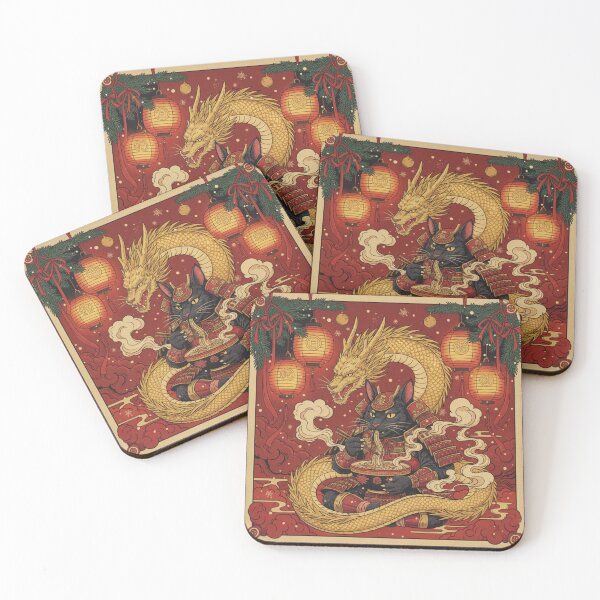 Item preview, Dragon Cat Ramen: Christmas Edition – Sacred Feast Ukiyo-e Art designed and sold by KaryaVisionSTR.