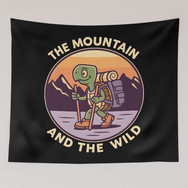 Item preview, Cute Hiking animalTurtle Mountain Adventure cartoon designed and sold by DrawHandArt.