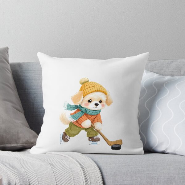 Item preview, Maltipoo Puppy Winter Hockey Art designed and sold by Kedspicedesign.