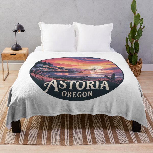 Item preview, Astoria Oregon Coastal Sunset Art | Retro PNW Bridge View Illustration designed and sold by CircinusStore.
