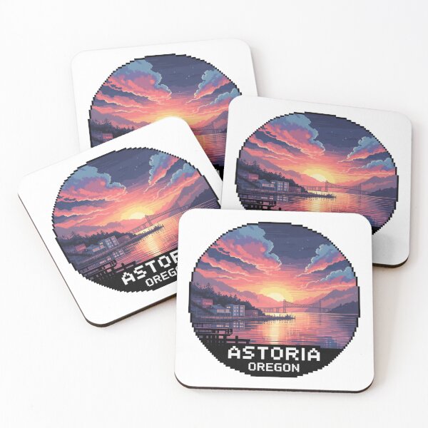 Item preview, Astoria Oregon Pixel Art Sunset | Retro 8-Bit Coastal Bridge | Vintage Gaming Town Decal designed and sold by CircinusStore.