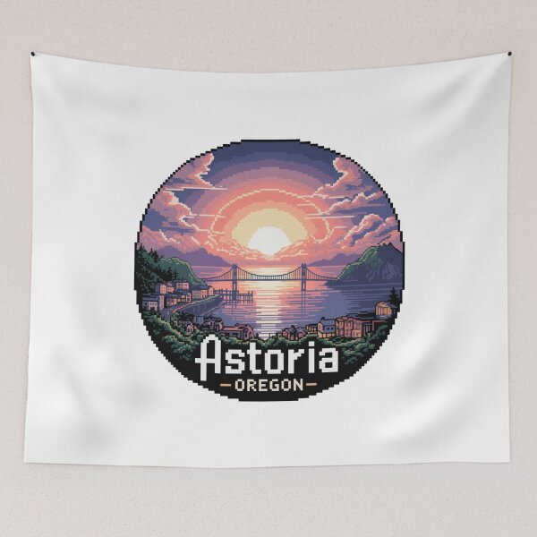 Item preview, Astoria Oregon Pixel Art Bridge View | Retro 8-Bit | Vintage Gaming Town Decal designed and sold by CircinusStore.