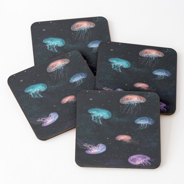 Item preview, Glowing Jellyfish in Cosmic ocean Artwork  designed and sold by NivyasArtistry.
